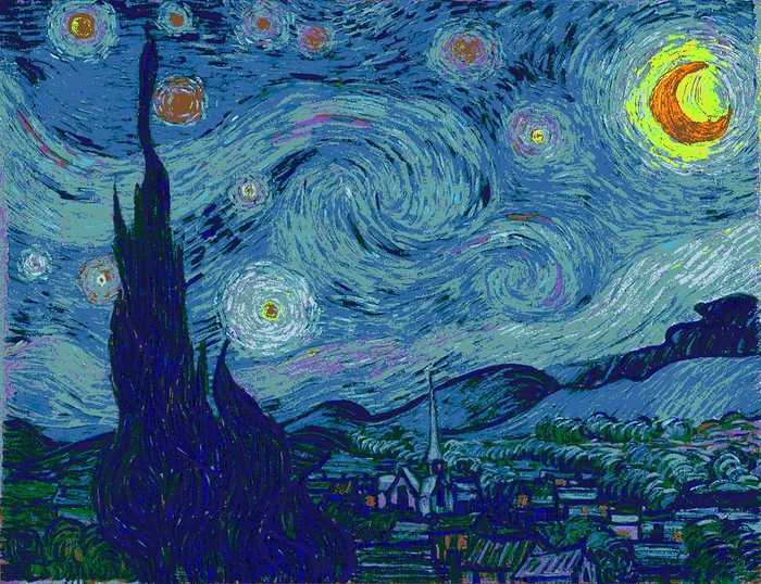 Picture of Starry Night in solid tiles